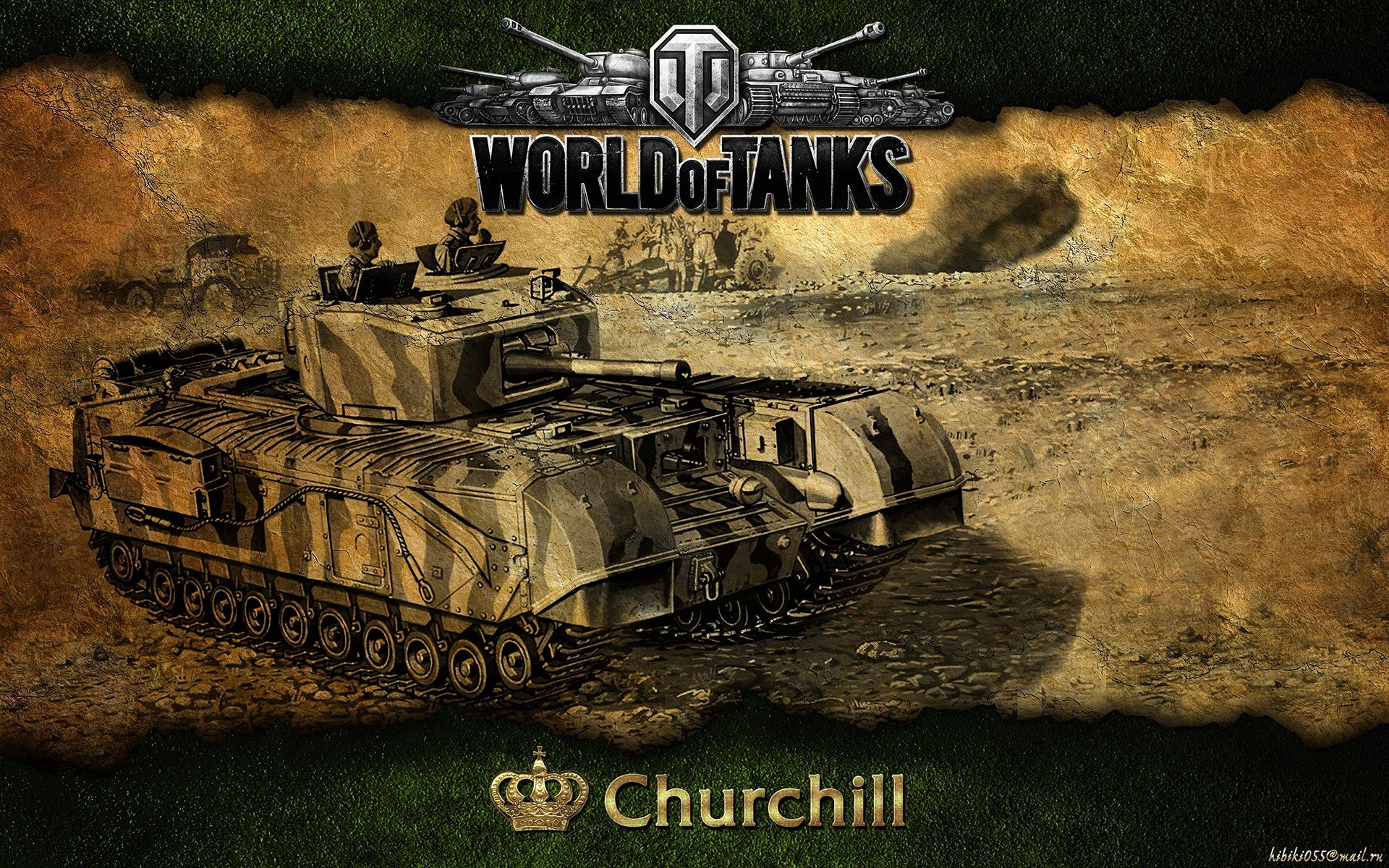 4K Ultra HD World of Tanks PC desktop wallpaper featuring a Churchill tank against a rugged, battle-worn background with the game logo prominently displayed.