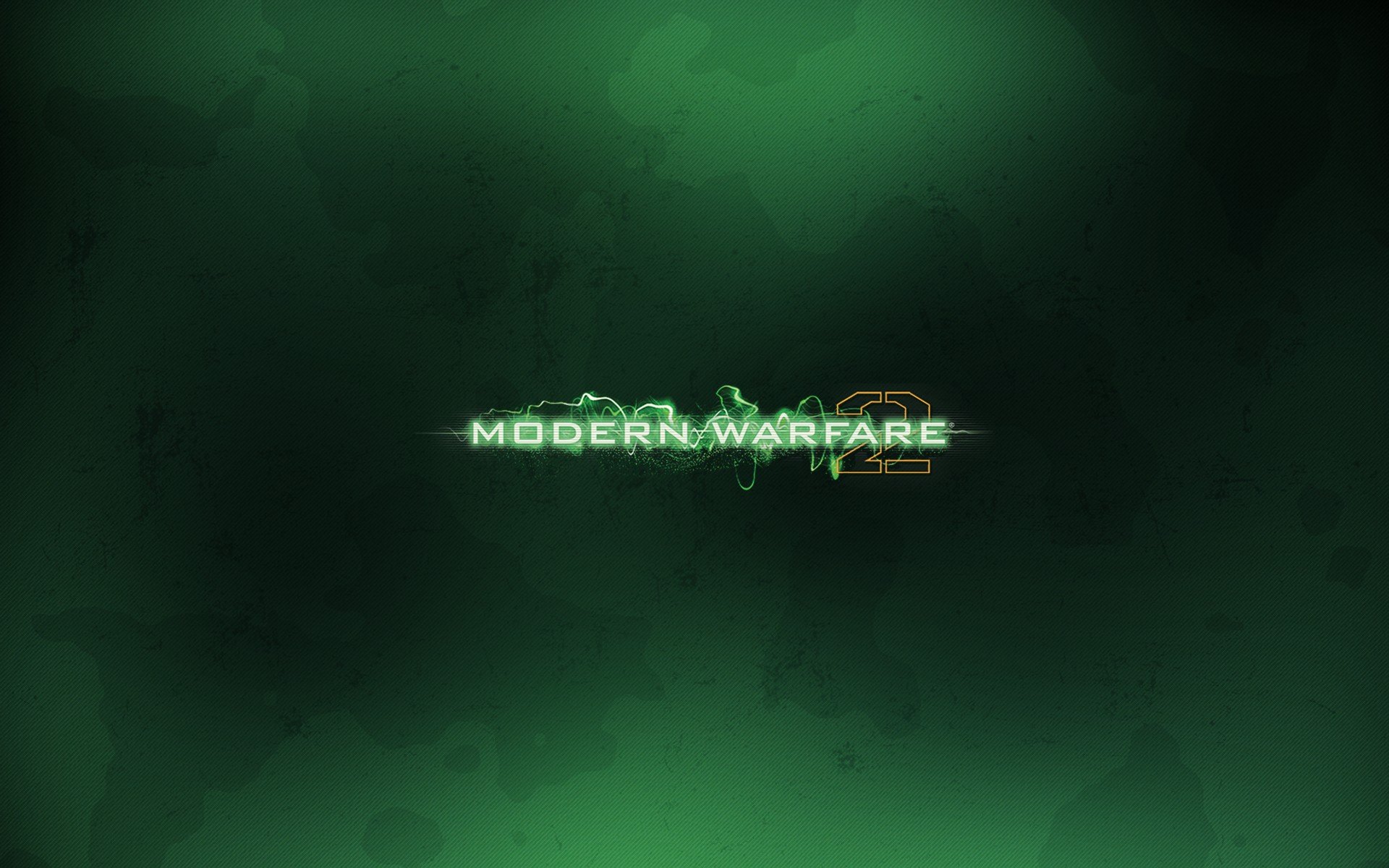 HD PC desktop wallpaper featuring the Call of Duty: Modern Warfare 2 logo with a dark green, smoky background, representing the popular video game.