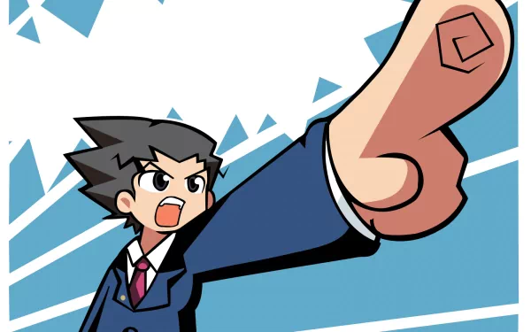 video game Phoenix Wright: Ace Attorney Anime character pointing HD Desktop Wallpaper | Background Image