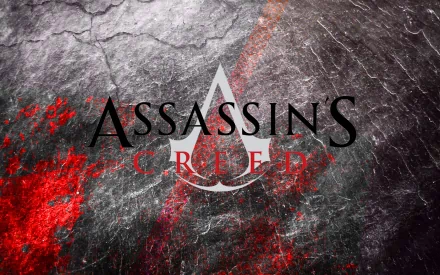 Video game Assassin's Creed III logo centered on a textured red-and-gray stone background — HD PC desktop wallpaper/background.
