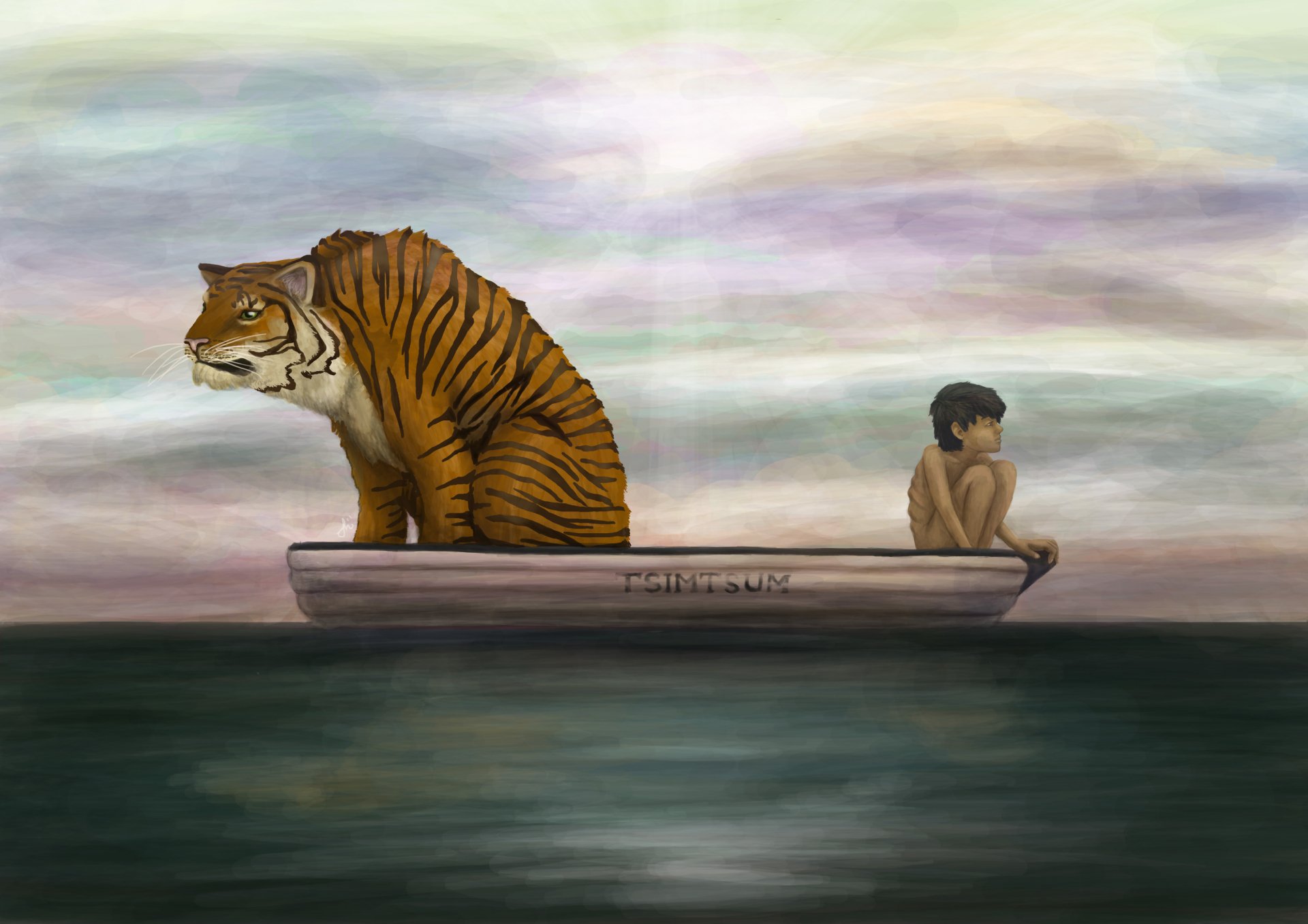 Download Movie Life Of Pi Tiger Boy Boat HD Wallpaper