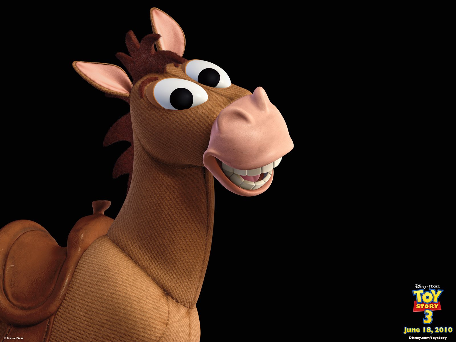 HD desktop wallpaper featuring Bullseye, the horse character from the movie Toy Story 3.
