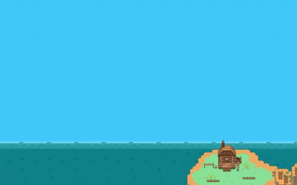 video game Mother 3 pixel art ocean island HD Desktop Wallpaper | Background Image