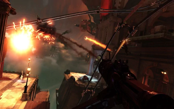 video game Bioshock Infinite Action shooter explosion HD Desktop Wallpaper | Background Image