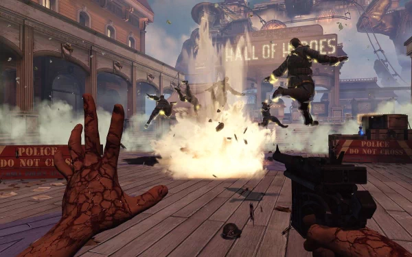video game Bioshock Infinite Action explosion Combat HD Desktop Wallpaper | Background Image