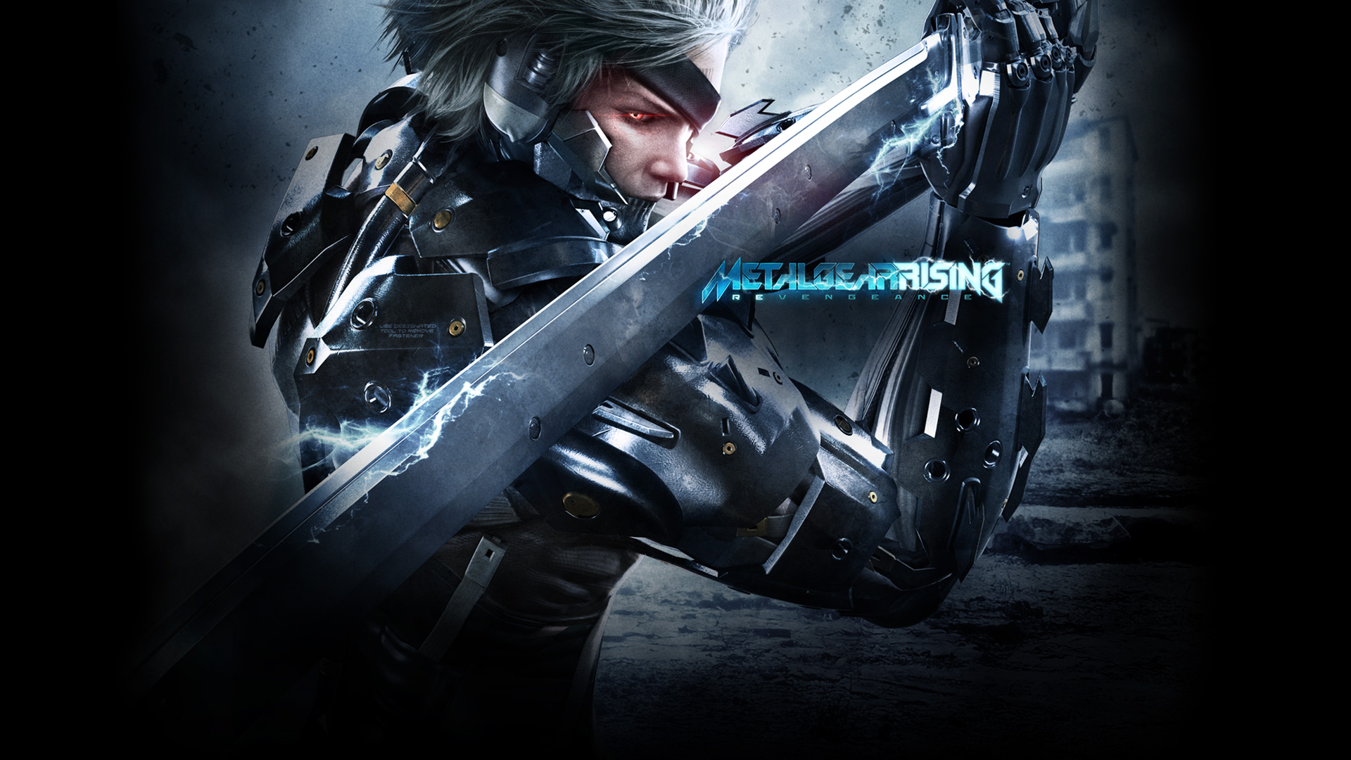 HD desktop wallpaper featuring a character from Metal Gear Rising: Revengeance, wielding a sword with the game's logo visible.