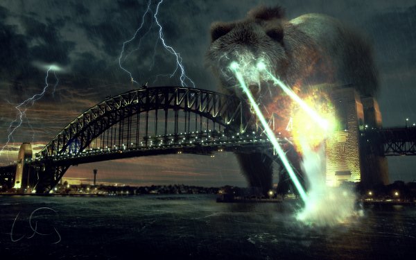 Science Fiction Apocalyptique Explosion Ours Sydney Port Apocalypse Harbour Bridge Laser Fond d'écran HD | Image