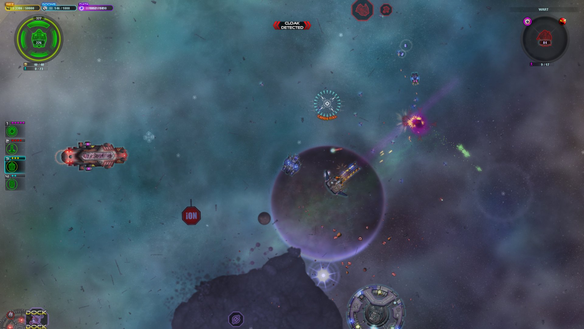 HD desktop wallpaper featuring a dynamic scene from Space Pirates and Zombies with ships and a rich cosmic background.