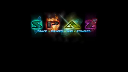 HD desktop wallpaper featuring stylized SPAZ text for the game Space Pirates and Zombies against a dark background.