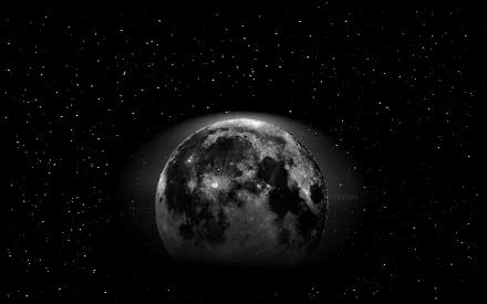 HD desktop wallpaper featuring a detailed view of the moon surrounded by numerous stars against a dark night sky, highlighting natural celestial beauty.