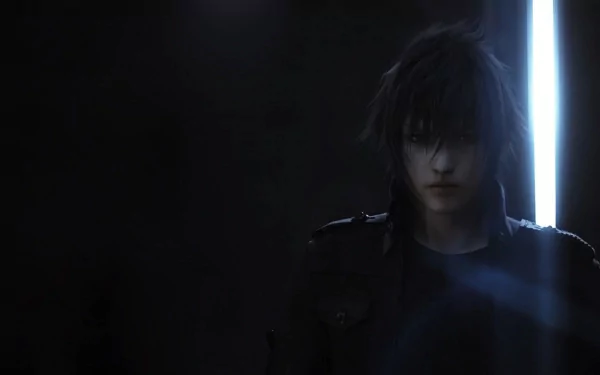 HD wallpaper of Final Fantasy Versus XIII featuring a brooding character with a glowing sword in a dark setting.
