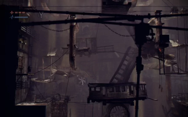 HD desktop wallpaper featuring a moody, atmospheric scene from the video game Deadlight with dark silhouettes and urban decay.