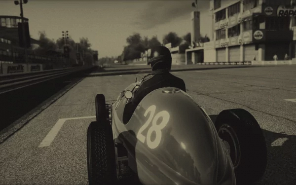 HD desktop wallpaper from Test Drive: Ferrari Racing Legends featuring a vintage Ferrari race car on track.