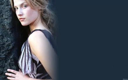 HD PC desktop wallpaper featuring celebrity Ali Larter with soft lighting against a dark textured background.