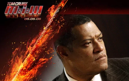 HD desktop wallpaper for Mission: Impossible III featuring an intense man with an explosion graphic in the background.