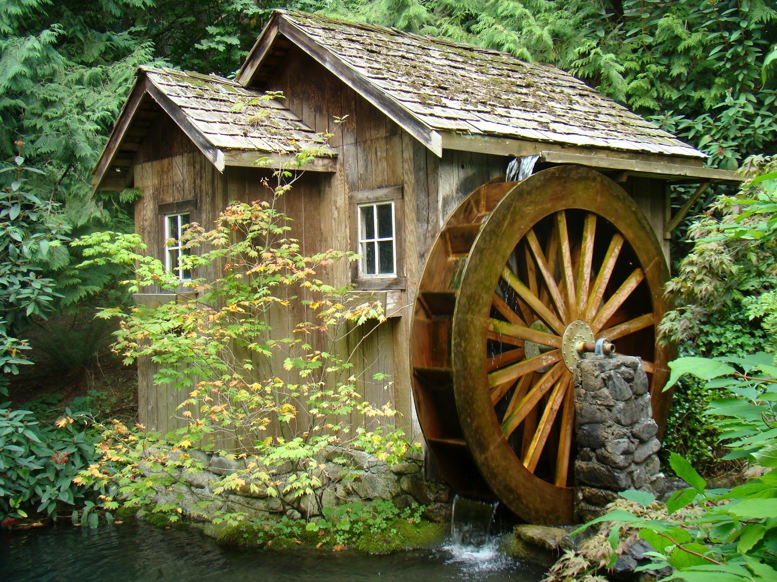Download Man Made Watermill Wallpaper