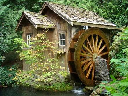 man made watermill HD Desktop Wallpaper | Background Image