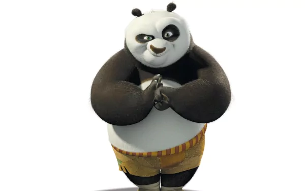 HD desktop wallpaper featuring Po from Kung Fu Panda, showcasing the lovable panda in a martial arts pose, ready for action and adventure.