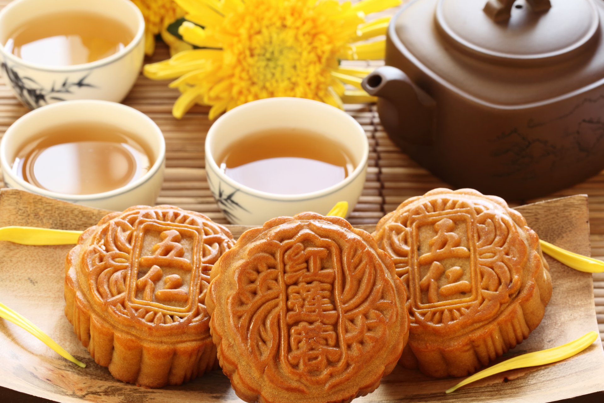 4K Ultra HD Mooncakes & Tea Delight: A Perfect Food Harmony | 5616x3744 ...
