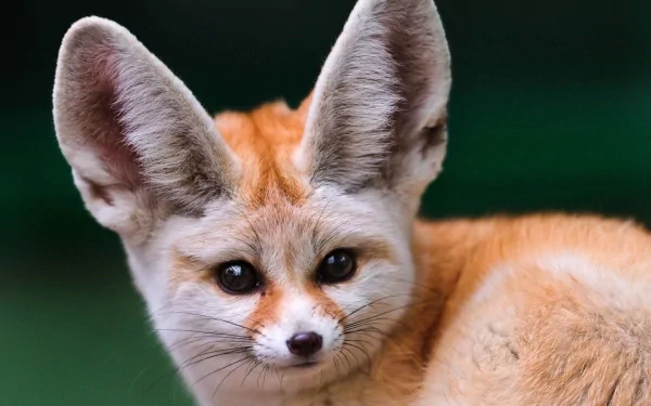 Close-up of a fennec fox with large ears and an expressive muzzle, showcasing its unique features. This HD image serves as a vibrant desktop wallpaper and background.
