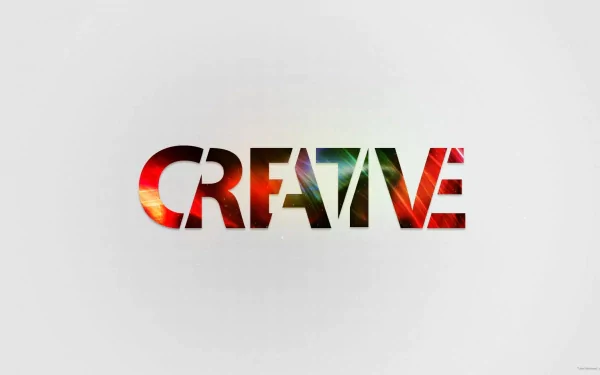 HD desktop wallpaper featuring the word CREATIVE in colorful typography on a white background.