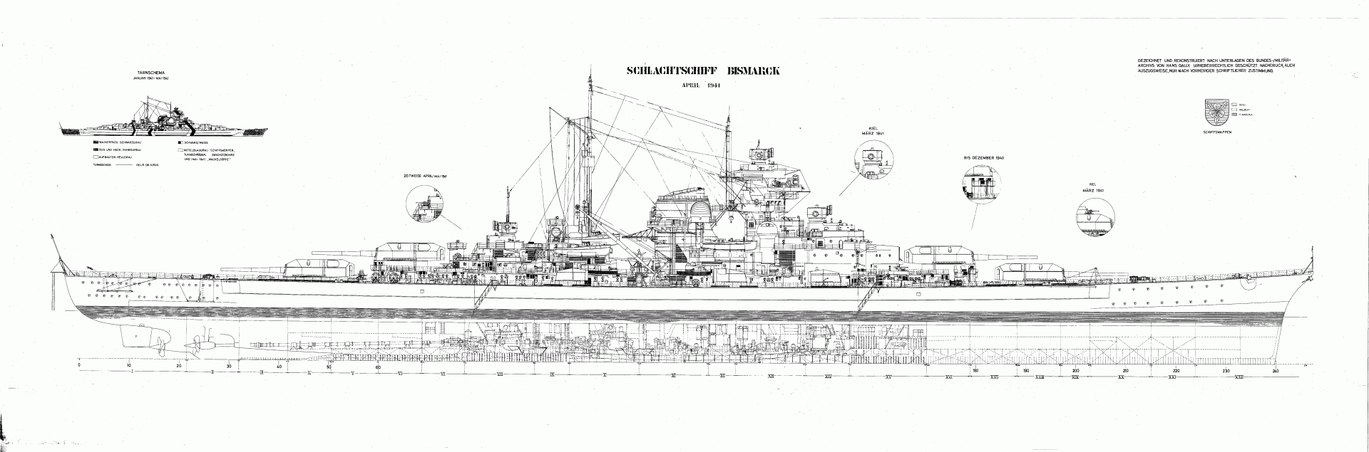 Чертеж линкора бисмарк