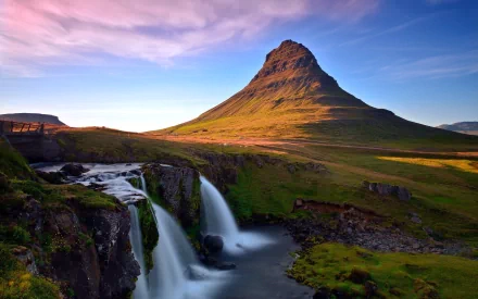 waterfall Kirkjufoss Iceland mountain nature Kirkjufell HD Desktop Wallpaper | Background Image
