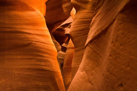 HD PC wallpaper capturing the smooth, flowing sandstone formations and warm hues of Antelope Canyon's natural beauty.