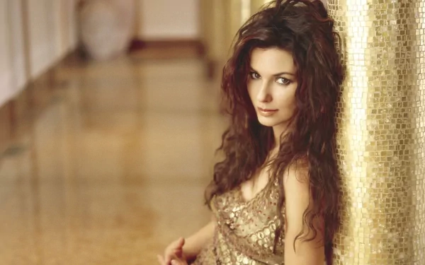 HD PC desktop wallpaper featuring Shania Twain in a glamorous pose, highlighting her iconic music career with a warm, elegant background.
