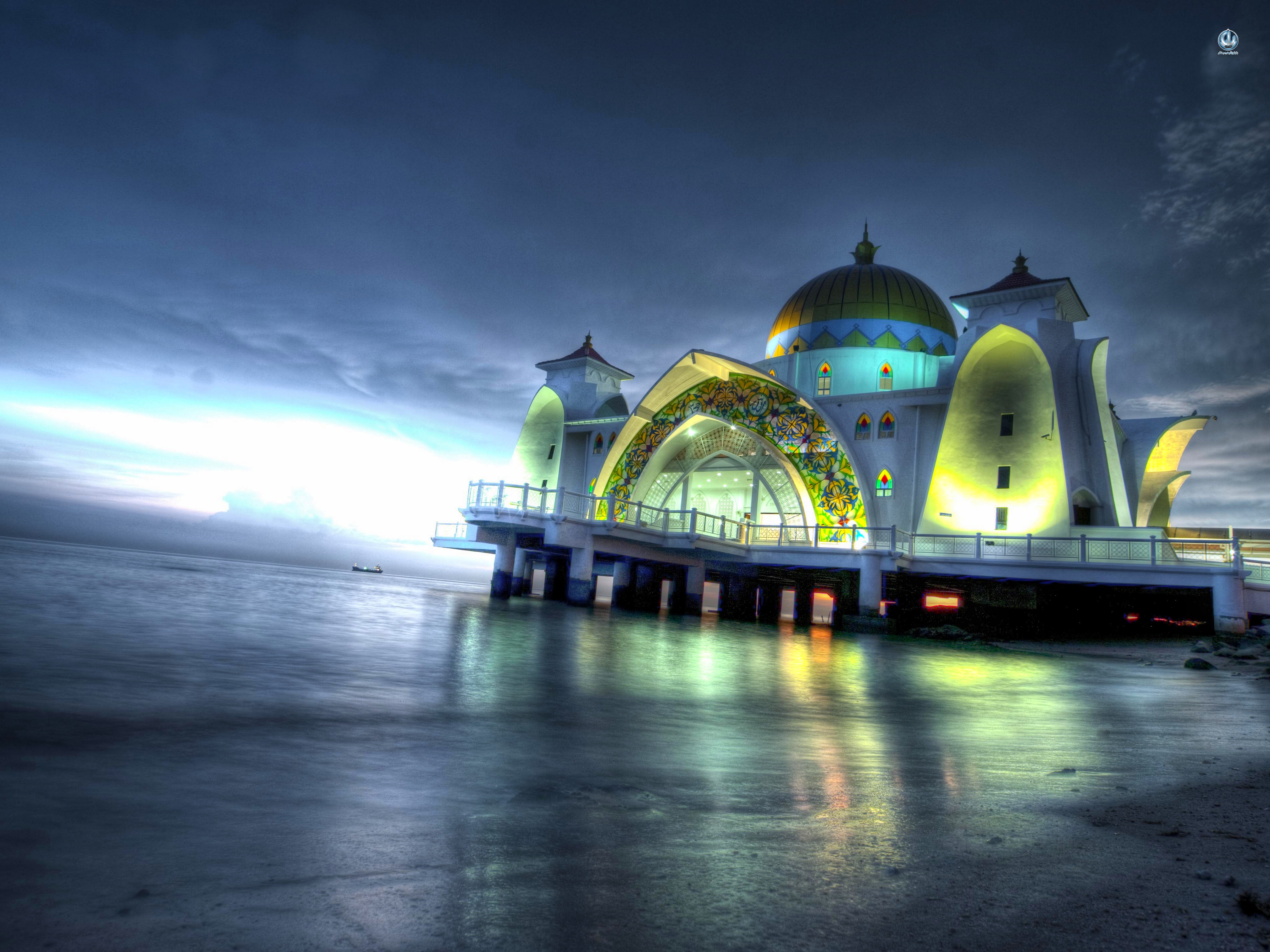 Religious Malacca Straits Mosque HD Wallpaper | Background Image