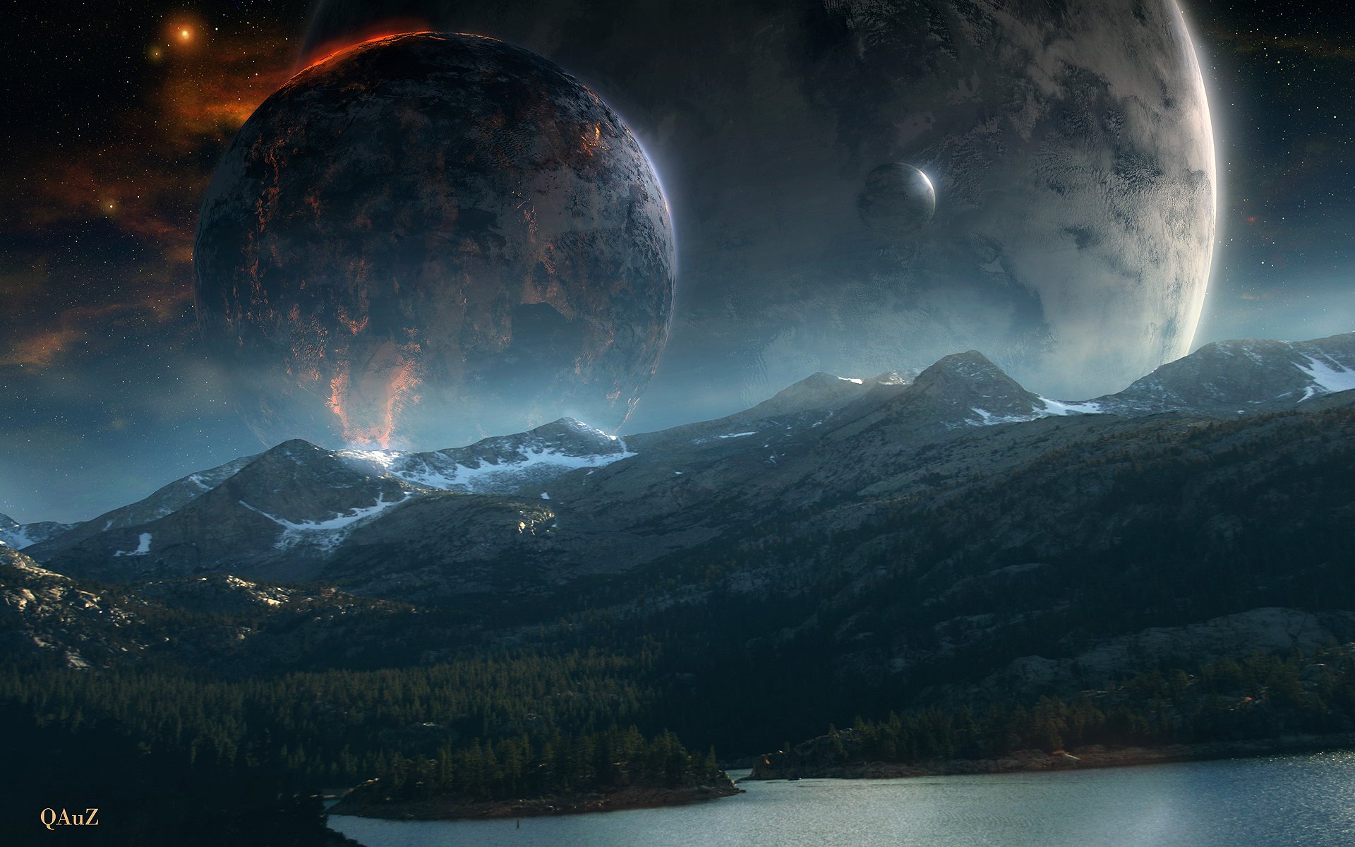 Download Sci Fi Planet Rise HD Wallpaper By QAuZ