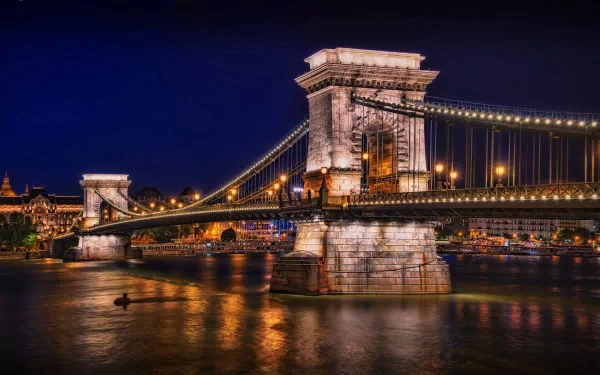 Hungary Budapest man made Chain Bridge HD Desktop Wallpaper | Background Image