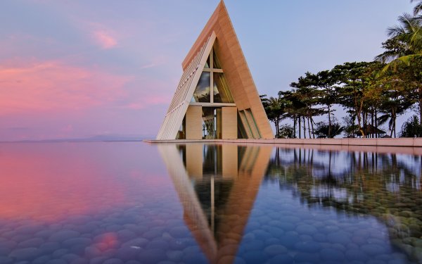 Man Made House Bali Reflection HD Wallpaper | Background Image