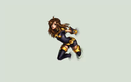 smile yellow eyes belt thigh boots boots glove long hair brown hair Kitty Pryde Comic X-Men HD Desktop Wallpaper | Background Image