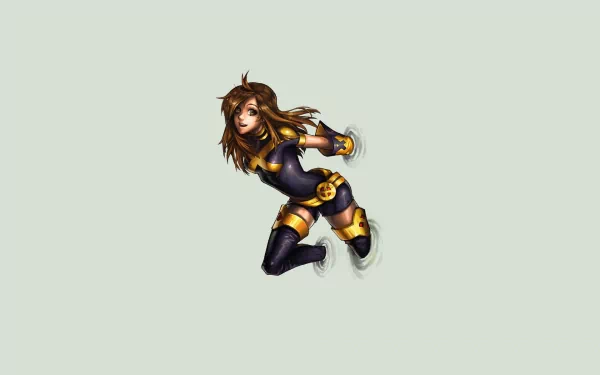 smile yellow eyes belt thigh boots boots glove long hair brown hair Kitty Pryde Comic X-Men HD Desktop Wallpaper | Background Image