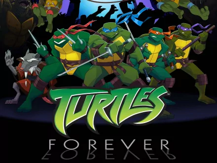 A vibrant HD wallpaper featuring characters from Turtles Forever, showcasing the iconic turtles in action poses, emphasizing their dynamic personalities and colorful designs.