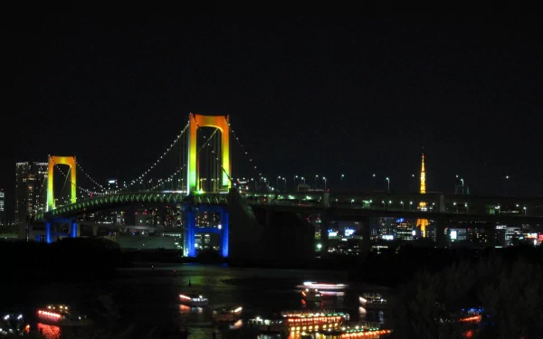 Japan Tokyo man made rainbow bridge HD Desktop Wallpaper | Background Image