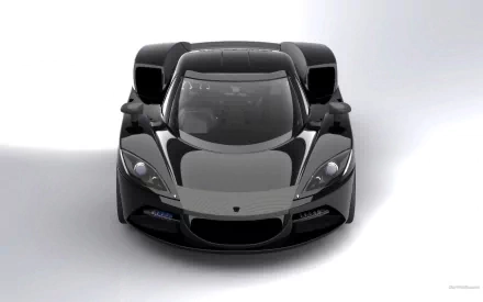HD PC desktop wallpaper featuring a sleek black Arash AF-10 sports car, showcased from a front aerial view against a minimalist white background.