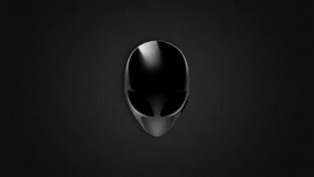 Dark-themed HD Alienware desktop wallpaper featuring a sleek, minimalist alien head design centered on a black textured background.