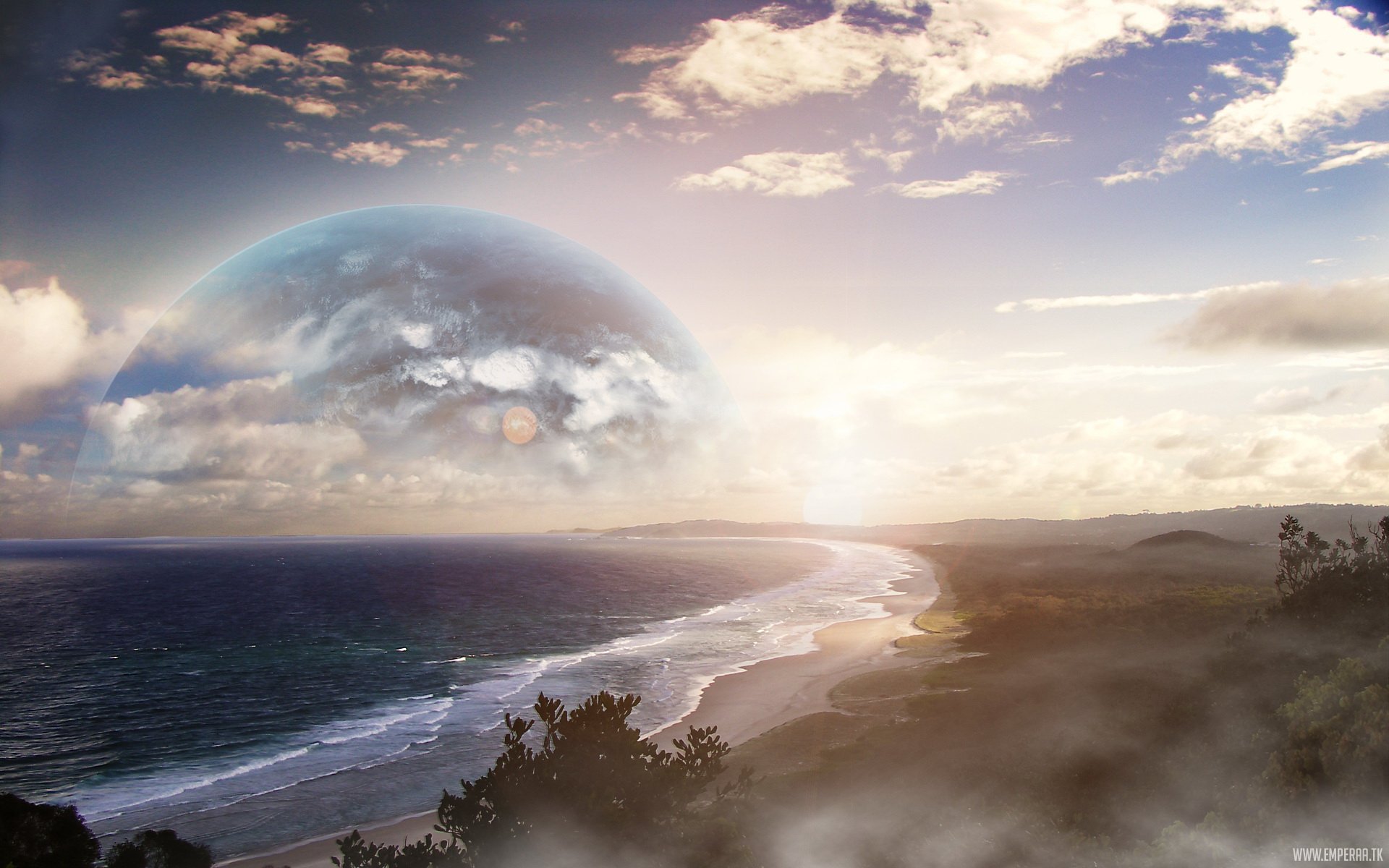 Download Sci Fi Planet Rise HD Wallpaper