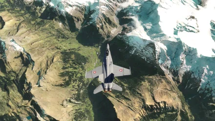 HD wallpaper from Aerofly FS featuring an aircraft flying over rugged mountains for a desktop background.