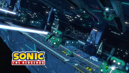 HD desktop wallpaper from Sonic & All-Stars Racing Transformed featuring a futuristic racetrack with the Sonic logo.