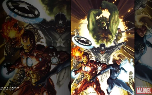 Susan Storm Invisible Woman Hulk Captain America Ghost Rider Iron Man Comic age of x: universe HD Desktop Wallpaper | Background Image