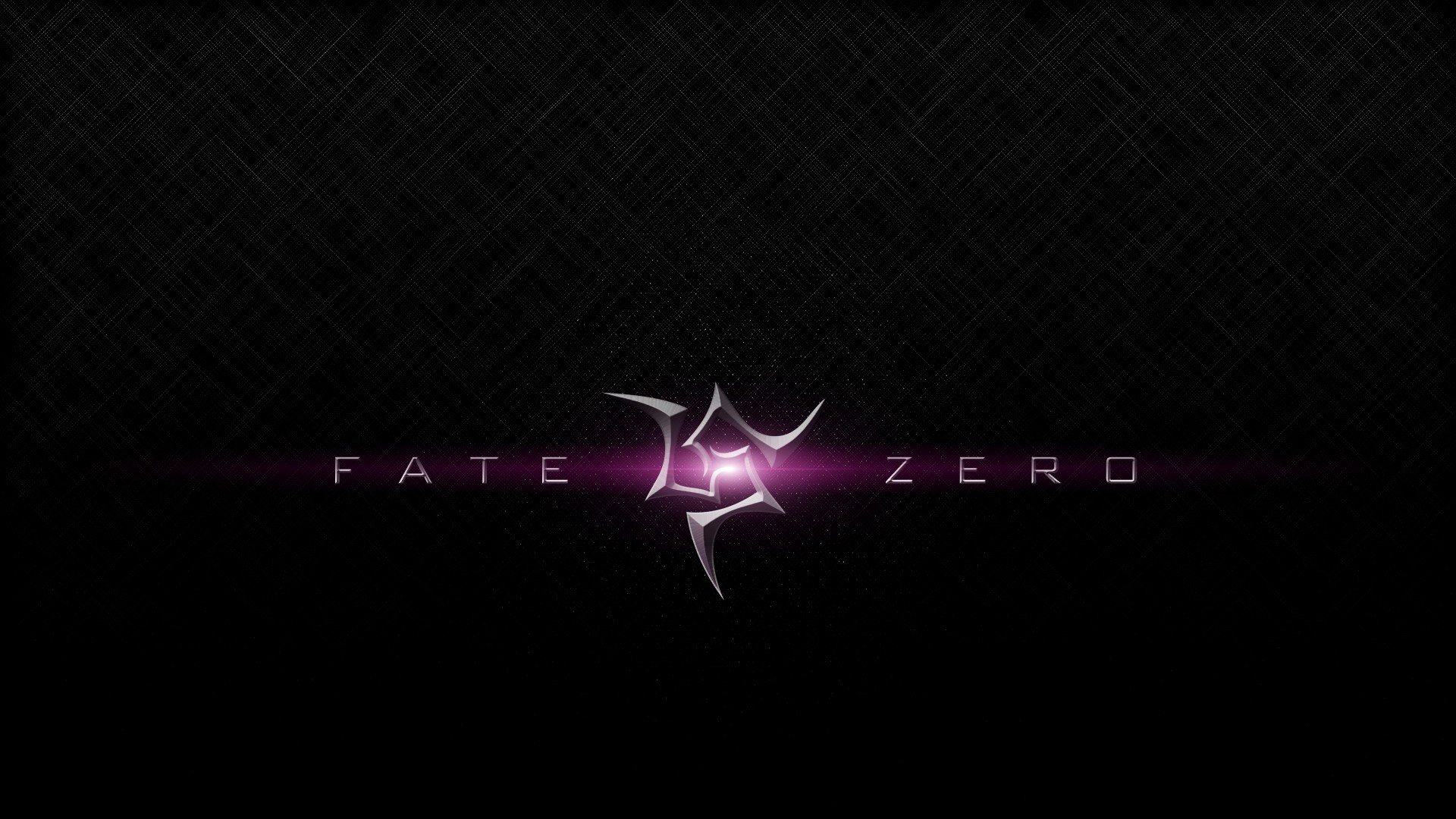 HD PC desktop wallpaper featuring a sleek, glowing emblem and the title Fate/Zero from the anime Fate/Zero against a dark textured background.