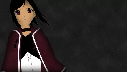 Anime-style character standing in the rain, inspired by Shinsekai and From the New World, captured in a dark, moody HD desktop wallpaper background.