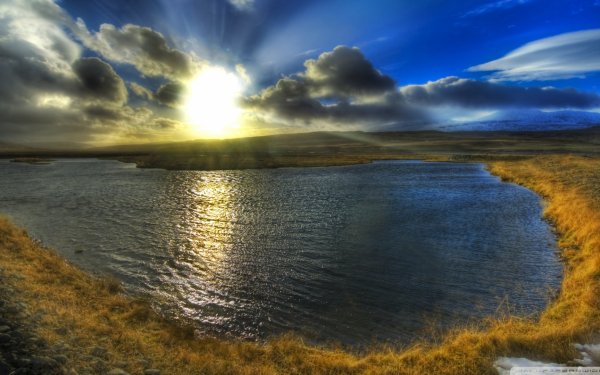 Fotografía HDR Nube Cielo Lago Agua Rayo de sol Paisaje Naturaleza Islandia Fondo de pantalla HD | Fondo de Escritorio