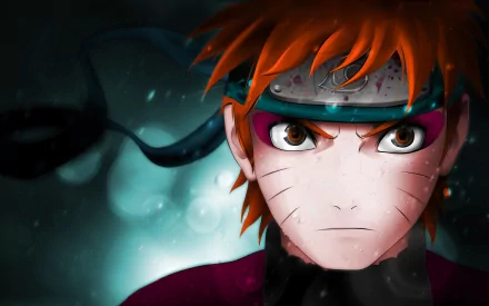 HD desktop wallpaper of Naruto Uzumaki from the anime Naruto, featuring a close-up of Naruto's determined face with striking colors and detailed background.