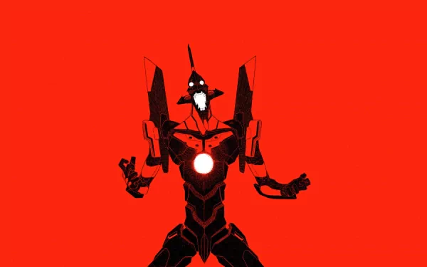 A striking HD wallpaper featuring Evangelion Unit-01 from the anime Neon Genesis Evangelion, set against a bold red background, showcasing its iconic design and intensity.