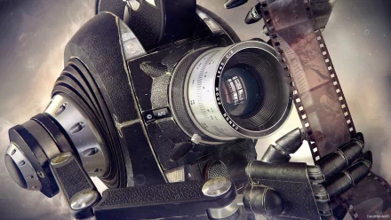A high-definition image of a vintage camera, showcasing its intricate design and film reel, serves as a captivating desktop wallpaper and background.