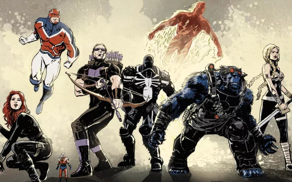 Captain Britain Ant-Man Agent Venom Clint Barton Beast (Marvel Comics) Human Torch (Marvel Comics) Hawkeye Black Widow Comic Secret Avengers HD Desktop Wallpaper | Background Image